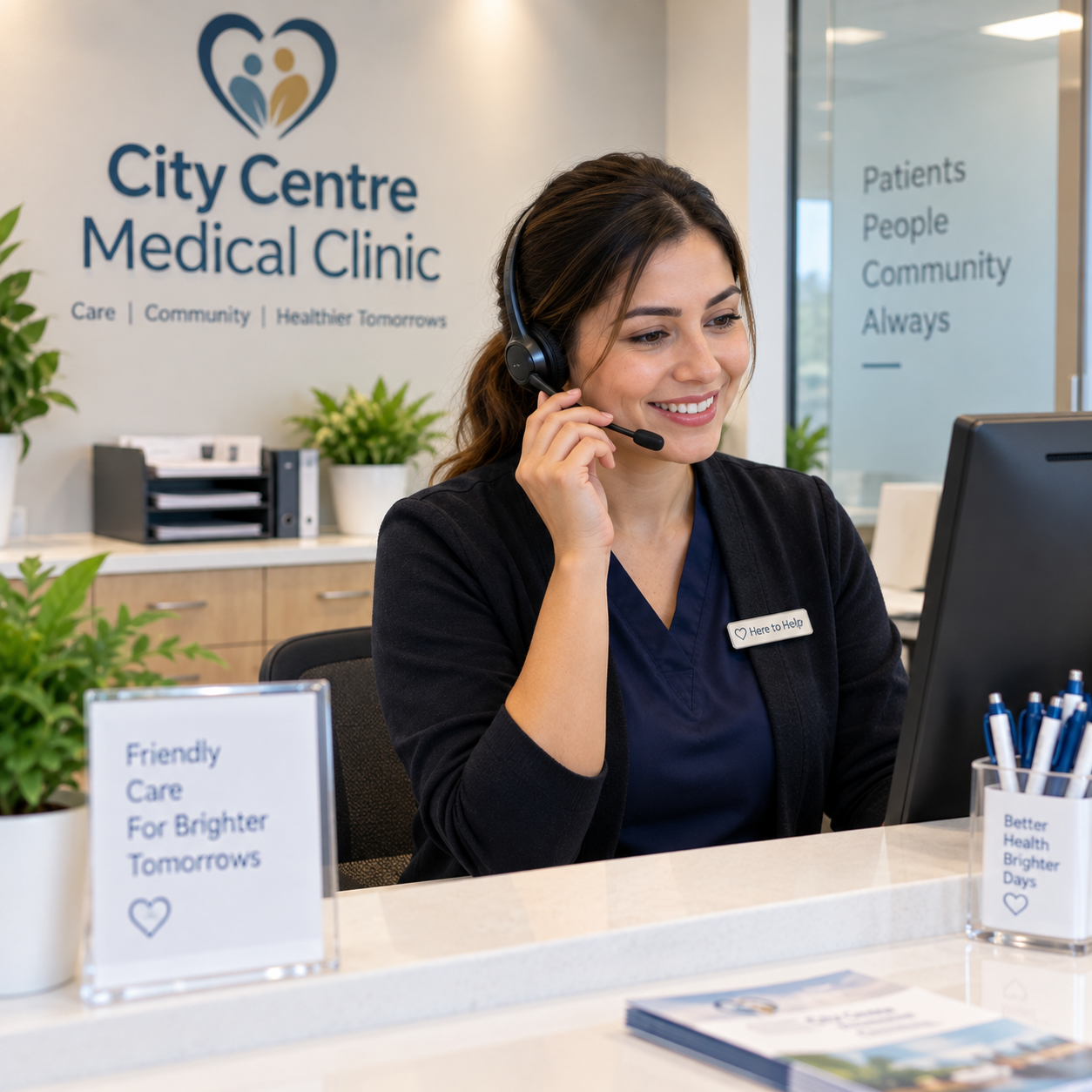 A clinician on a video call