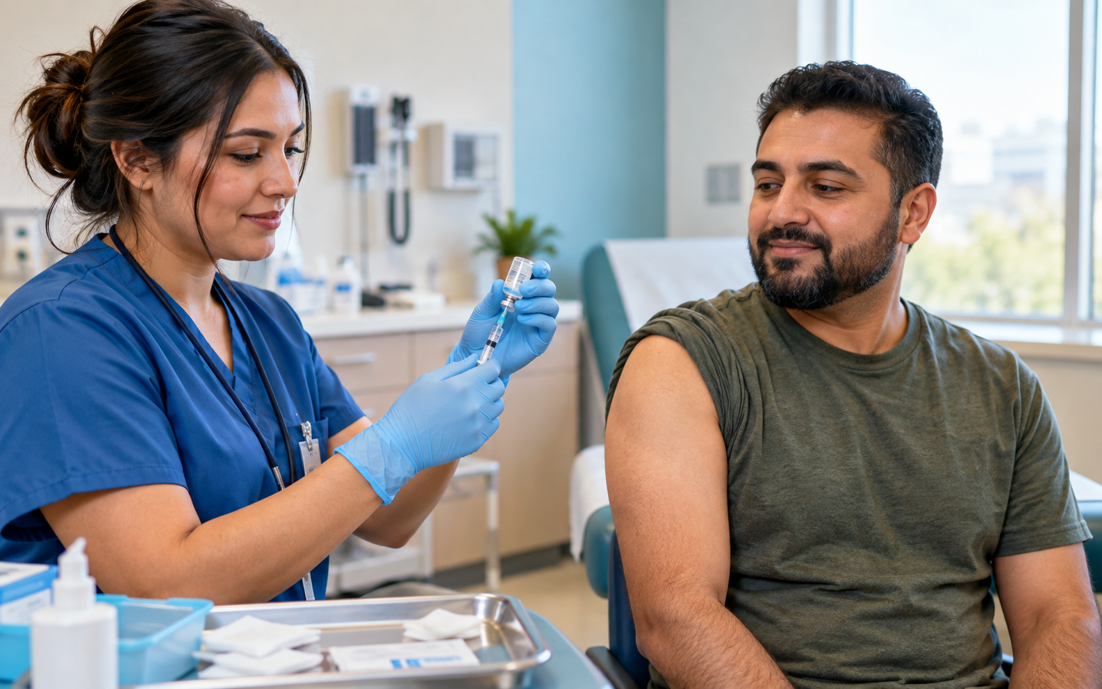 A nurse preparing a vaccination
